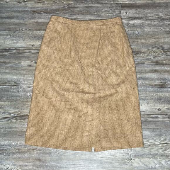 Pendleton Women's Tan Wool/Silk Knee Length Lined Straight Pencil Skirt sz 12 - Picture 1 of 4